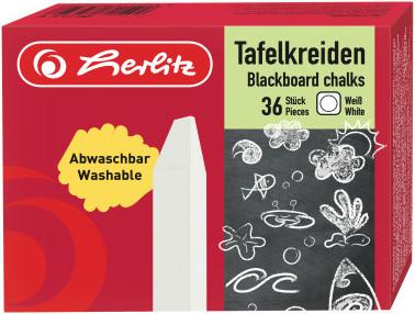 Image du produit Herlitz Craie pour tableau noir, blanc, étui carton de 36 pièces (Blanc, 36 x)