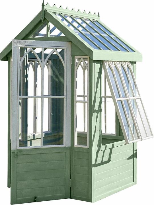 Loberon Gartenhaus Anyós grün/weiss