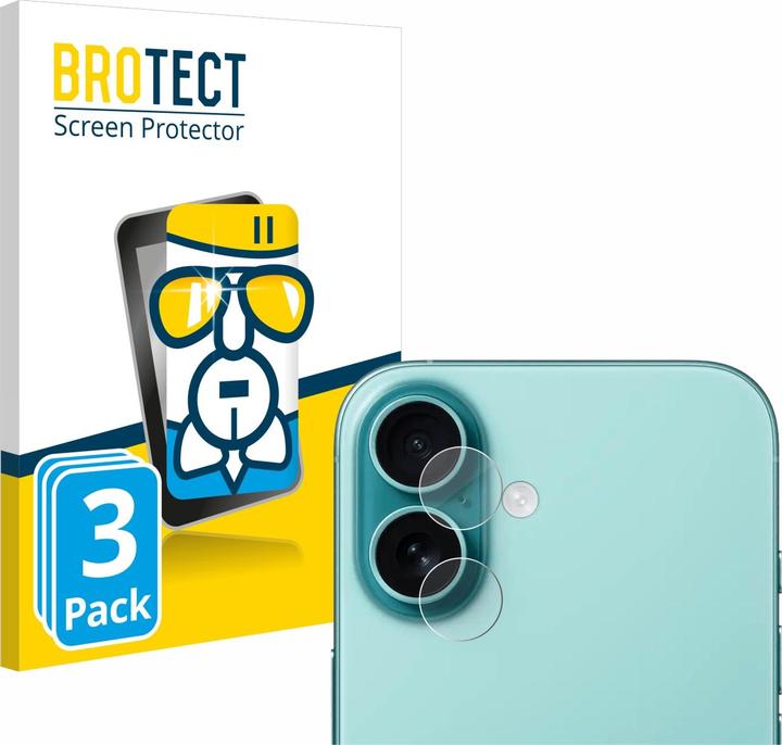 BROTECT Schutzglas Schutzfolie Glas Folie Displayschutz klar (3 Stück, Apple iPhone 16 Plus)