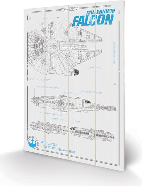 Produktbild Pyramid STAR WARS - Millenium Falcon Plans - Impression sur bois 40x59cm (40 x 59 cm)