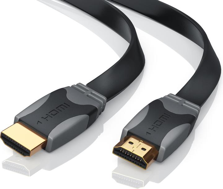 Actual product image CSL HDMI cable 1.4a, Full HD flat cable 1920 x 1080p 60Hz, 3D, Ethernet, CEC, ARC, HDMI type A (5 m, HDMI)