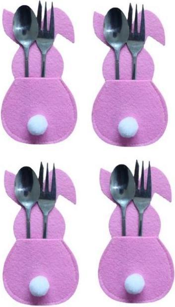Immagine prodotto MU Style Serie di posate pasquali Sacchetti portaposate Coniglietto di Pasqua (Set di 4) (1 x)