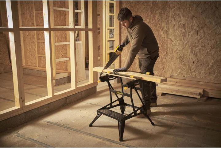 Produktbild Stanley Workmate mit Bambus-Arbeitsplatte und dualer Arbeitshöhe, belastbar bis 250kg (50.50 cm, 54 cm)