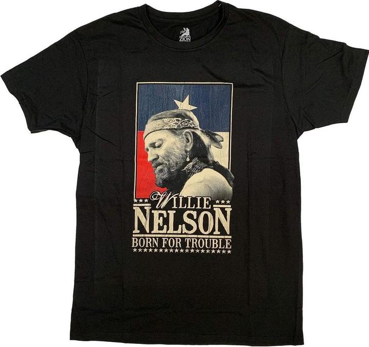 Actual product image Willie Nelson Unisex Adult Born For Trouble Cotton T-Shirt (S)