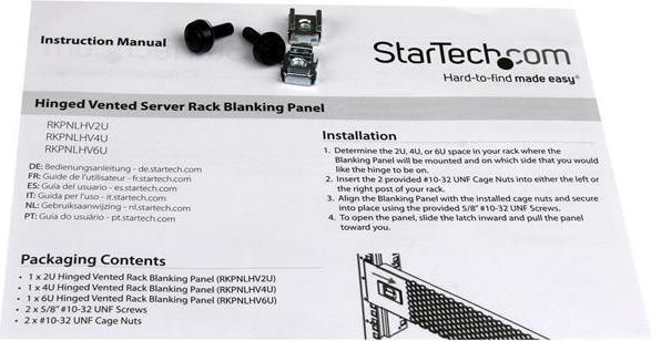 Produktbild StarTech 2HE Rackblende mit Scharnier und Belüftung - 19 Zoll Server Rack Blindpanel