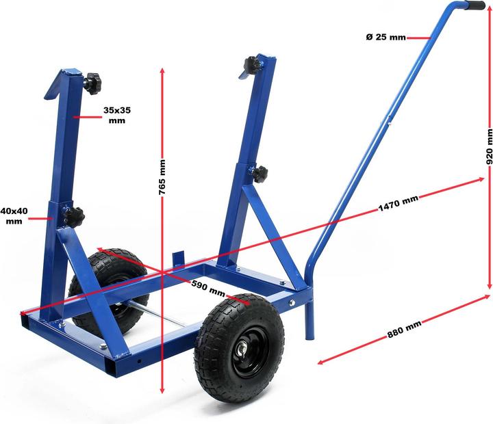 Produktbild XPOtool Plattenwagen 200kg 280-830mm Luftreifen Plattenkarren Transportwagen (200 kg)