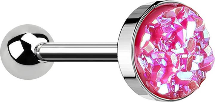 Immagine prodotto Star Piercing Micro Barbell silber mit Druse Stein pink (senza ottone, Acciaio chirurgico 316L)