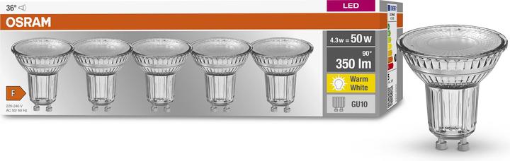 Actual product image Osram LED base (GU10, 4.30 W, 350 lm, 5 x, F)