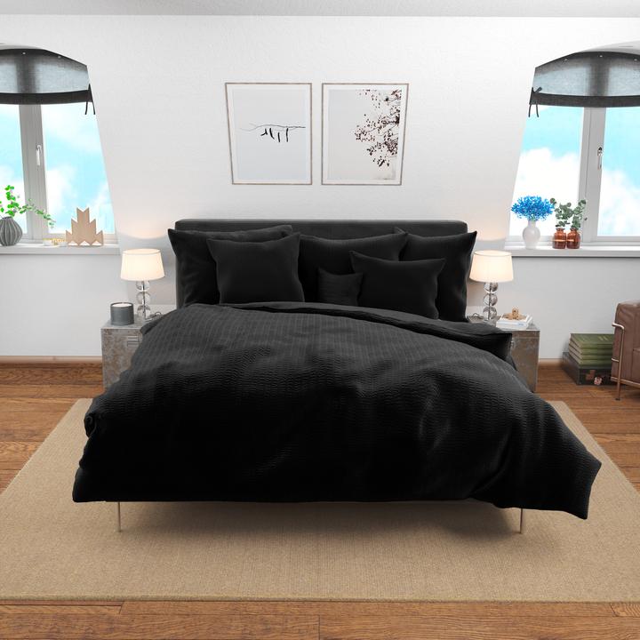 Image du produit Lotus Bettwaren Parure de lit en satin seersucker uni (Housse de couette, 200 x 210 cm)