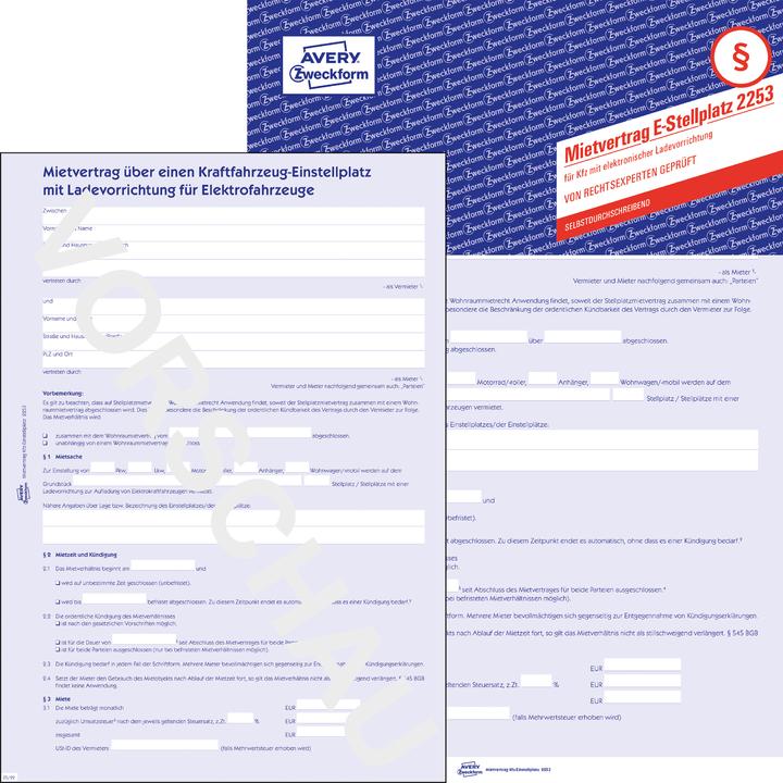 Actual product image Avery Rental contract for car parking space with electronic charging device (4 x)