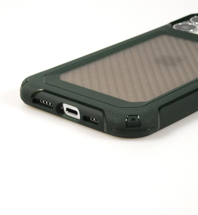 Produktbild PhoneLook Hülle Military Elite kompakt Cover mit semi-transparentem Carbon Rücken (Apple iPhone 14 Pro)