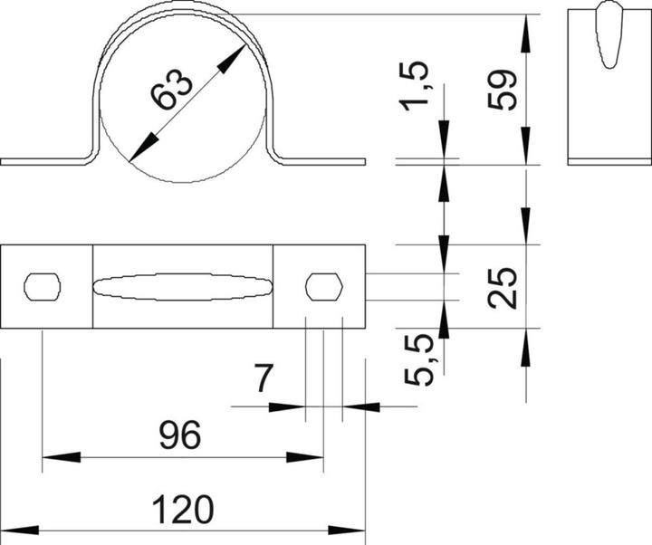 Image du produit OBO Bettermann OBO 605 63 ALU Collier de fixation bilobé