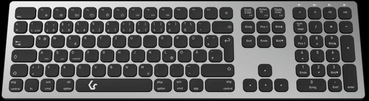 Produktbild KeySonic Full-Size Aluminium Tastatur, Bluetooth® & RF, für Win & macOS (DE, Kabellos)