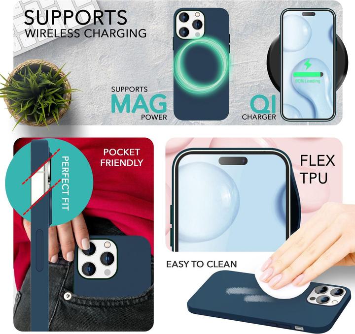 Produktbild Nalia Liquid Silikon Hülle mit MagSafe Funktion & 2x Display Schutzglas (Apple iPhone 14 Pro Max)