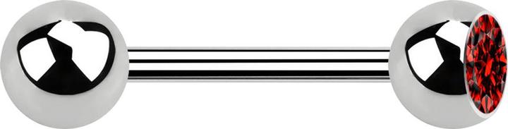 Image du produit Star Piercing Barbell argent avec boule et boule de cristal rouge (sans laiton, Acier chirurgical 316L)
