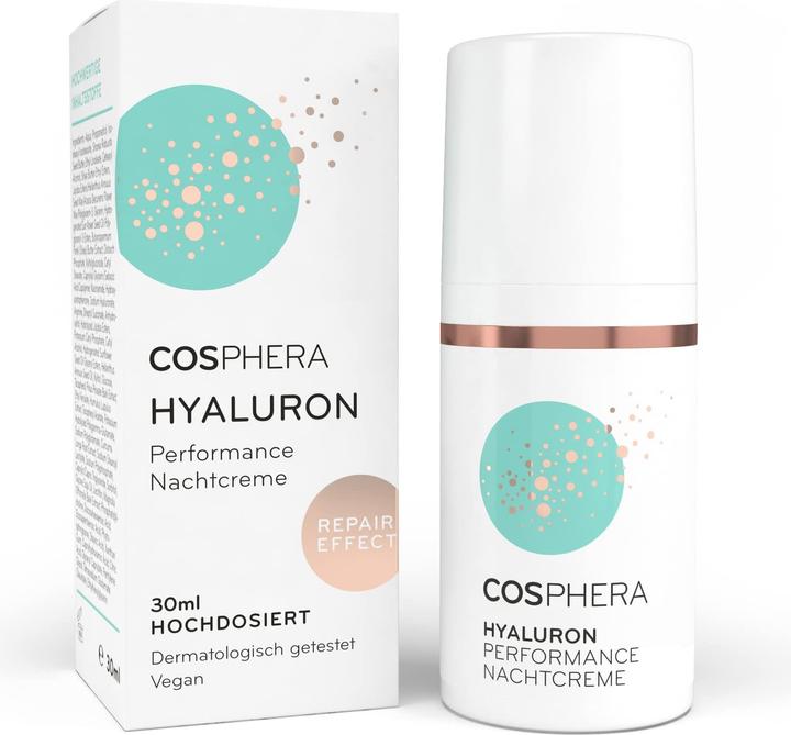 Cosphera Hyaluron Nachtcreme 100 Prozent vegan (30 ml, Nachtcreme)