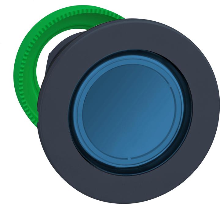 APC Front element pushbutton, flat, ø30mm, IP 69 K, with LED, blue, flush, latching