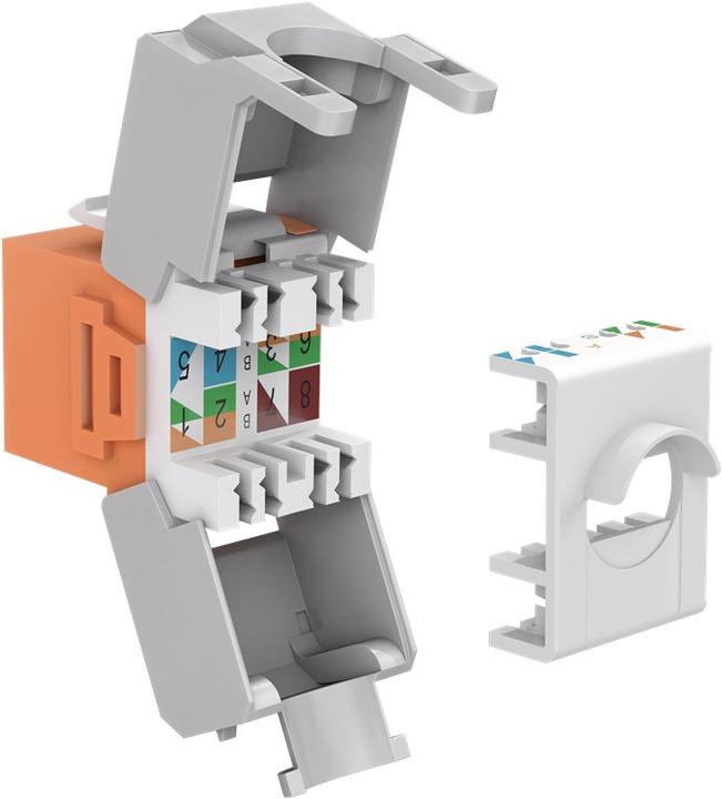 Produktbild Goobay CAT 6a KeyStone RJ45 Jack,ungeschirmt, 500MHz, Orange-Weiss (Keystone Modul)