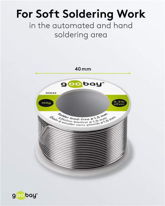 Image du produit Goobay Étain de soudure professionnel sans plomb, ø 1,0 mm, 100 g (Souder)