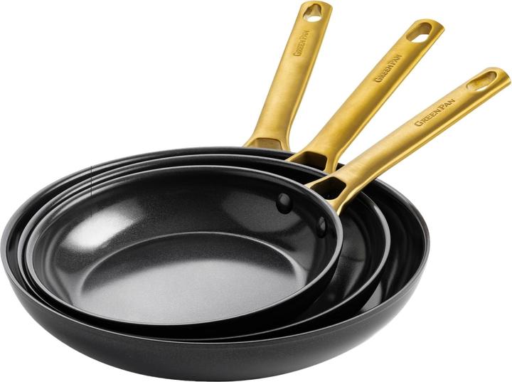 Immagine prodotto Greenpan Padelle in ceramica PADOVA Black 20 + 24 + 28 cm (28 cm, Casseruola con manico, Alluminio)