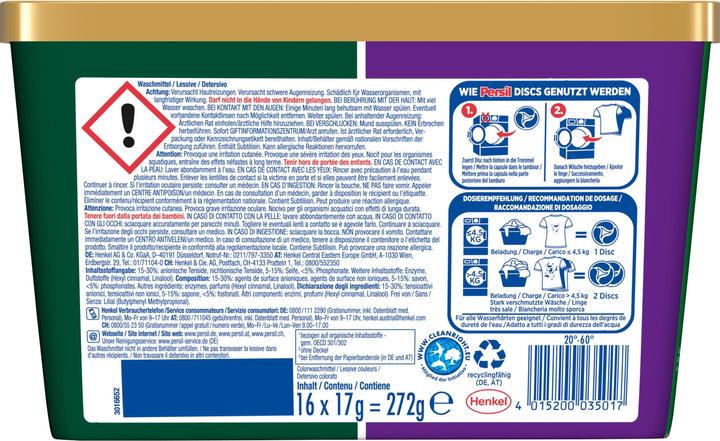 Image du produit Persil Waschmittel Kapseln Color Discs 16 WG, 272g (16 Cycles de lavage)