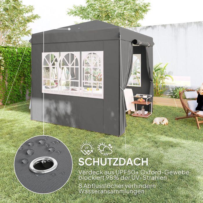 Produktbild Swisshandel24 Faltpavillon 2,5x2,5m, wasserabweisend, mit 4 Seitenteilen, Dunkelgrau (250 cm, 250 cm)