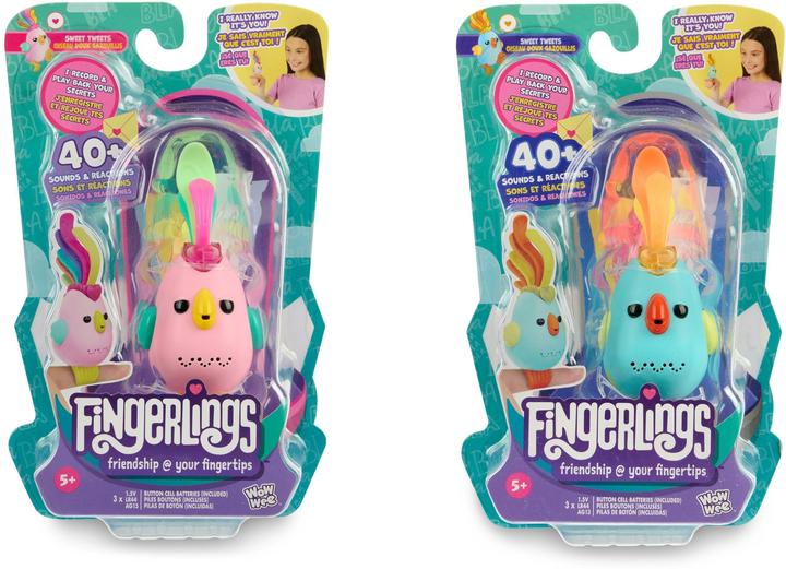 WowWee Fingerlings Sweet Tweets Interactive Bird: Debbie, Record & Play Secret Messages, 40+ Sounds & React (Multilingual)