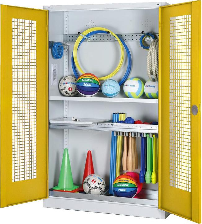 Actual product image C+P Modular sports equipment cabinet with complete equipment (HxWxD: 195x120x50 cm, with perforated