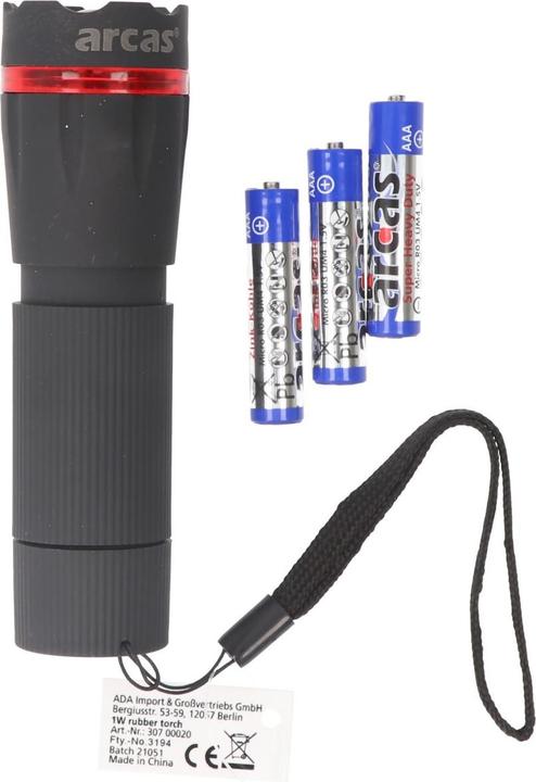 Actual product image Arcas ARC-1 Watt Zoom LED plastic torch / 1 x High Power LED, 60 lumen (3.25 cm, 60 lm)