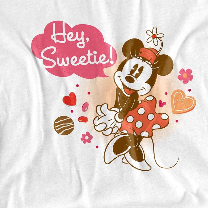 Actual product image Disney Unisex Adult Hey Sweetie! Minnie Mouse Vintage Valentine's Day T-Shirt (L)