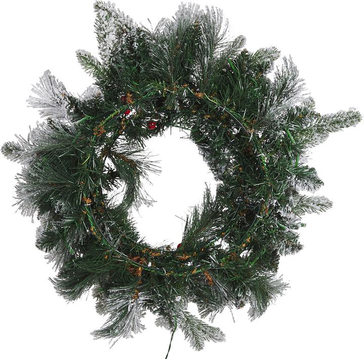 Immagine prodotto Beliani Ghirlanda natalizia bianca con illuminazione LED ricoperta di neve ⌀ 55 cm WHITEHORN
