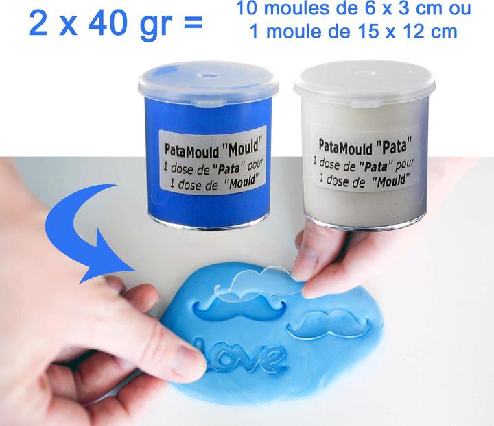 Produktbild Cléopâtre Pata'Mould Knetsilikon blau und weiss, 2x40g