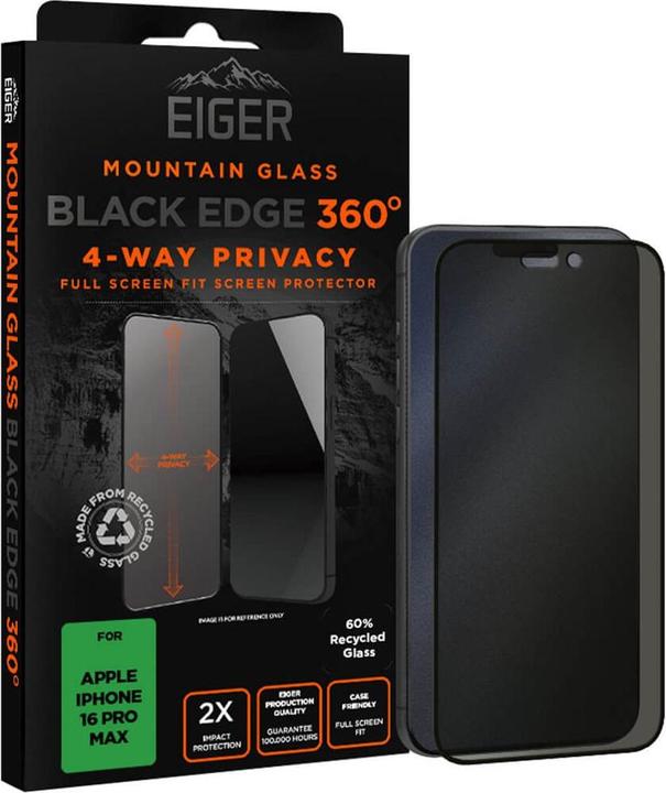 Image du produit Eiger Mountain Glass Black Edge 360 (1 pièce(s), Apple iPhone 16 Pro Max)