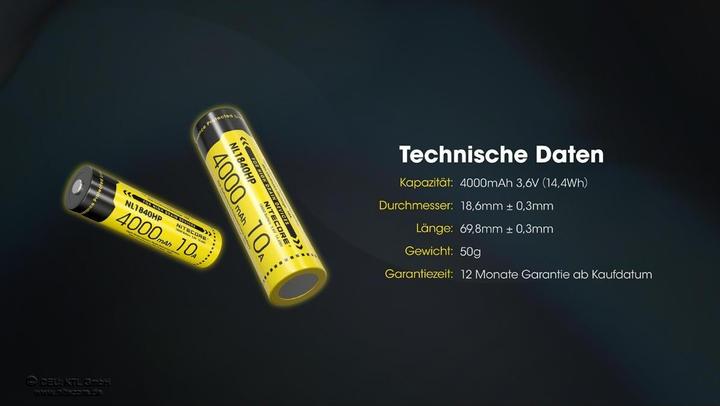 Image du produit Nitecore NL1840HP (1 pcs, 18650, 4000 mAh)