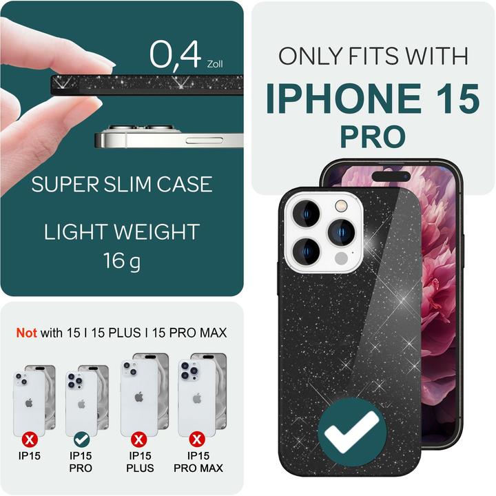 Actual product image Nalia Glitter cover (Apple iPhone 15 Pro)