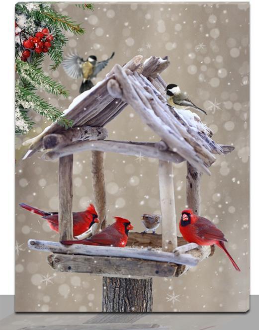 Produktbild GuGus LED Bild aus Canvas Motiv: Vogelhaus 20 Micro light (30 x 2 x 40 cm)