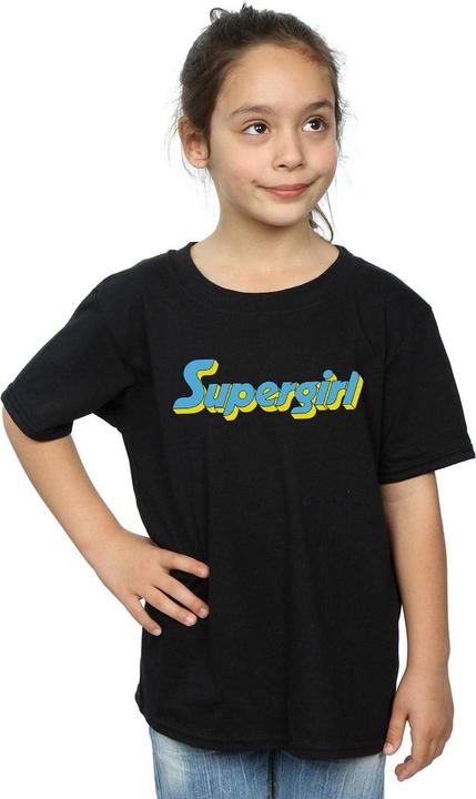 Actual product image Girls Supergirl Text Logo Cotton T-Shirt (116)
