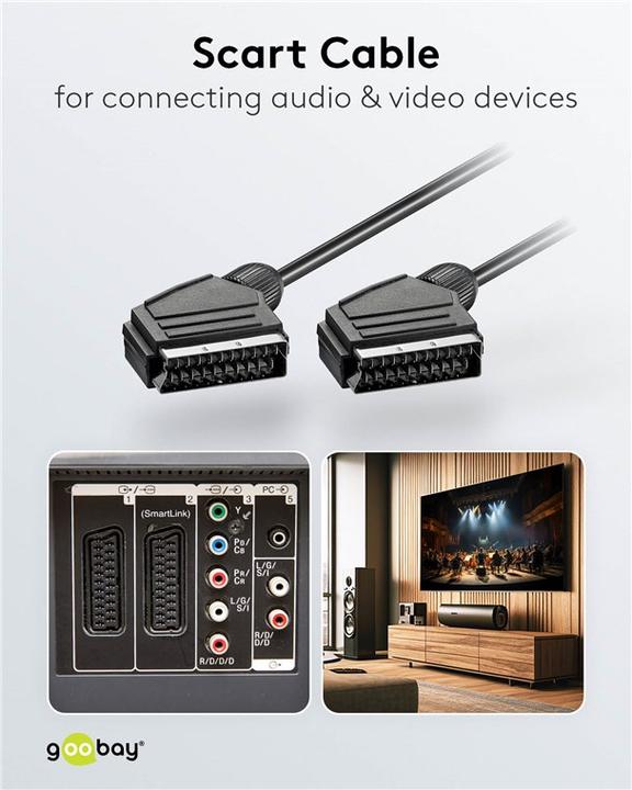 Actual product image Goobay Scart connection cable, nickel-plated, ø 7 mm (0.60 m, Scart)