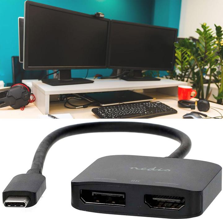Produktbild Nedis USB-C™ Adapter | USB 3.2 Gen 1 | USB-C™ Stecker | DisplayPort Buchse / HDMI™ Ausgang | 8K@30Hz (USB Typ-C, 21 cm)