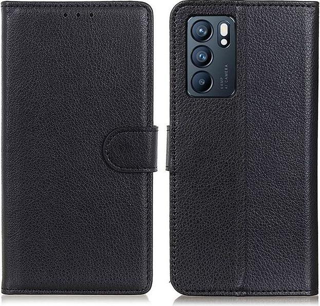 Actual product image MU Classic Litchi Leather Bookcover Series (Oppo Reno 6)
