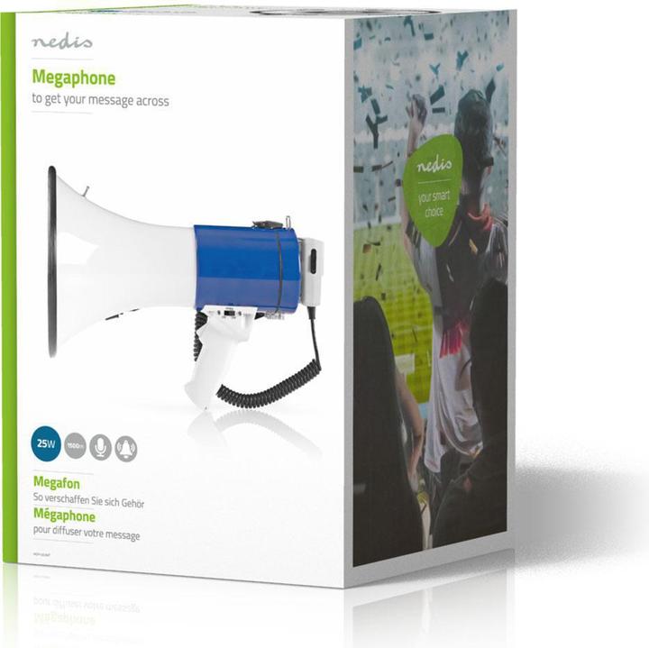 Actual product image Nedis Megaphone | Maximum range: 1500 m | Max. volume control: 135 dB | Detachable microphone (Megaphone)