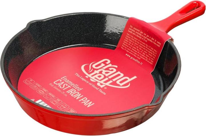 Immagine prodotto padella in ghisa smaltata, 25 cm, rosso (25 cm, Padella per friggere, Ghisa)
