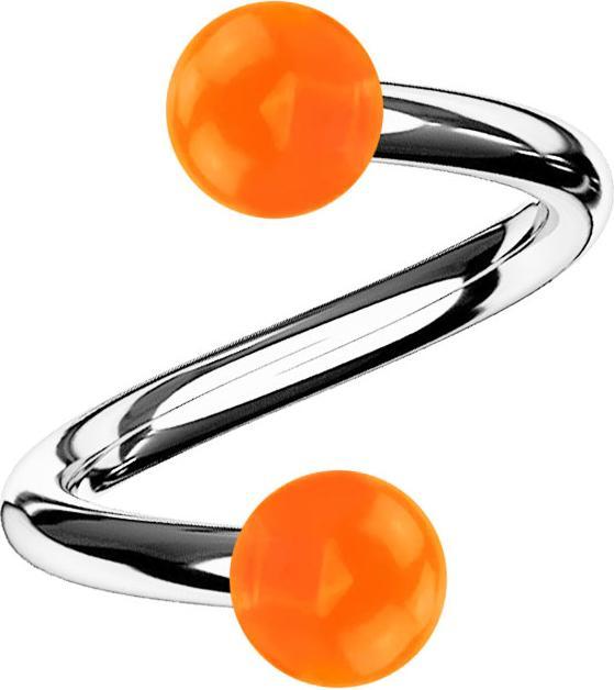 Immagine prodotto Star Piercing Micro spirale argento con due sfere arancione trasparente (Acrilico, senza ottone, Acciaio chirurgico 316L)