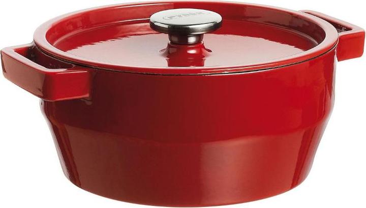 Actual product image Pyrex Slow Cook roasting pan, round, with lid, ø: 200 mm, red (20 cm, Frying pan, Ceramic)
