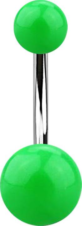 Star Piercing Banane silber mit zwei Kugeln grün (Acryl, ohne Messing, Chirurgenstahl 316L)