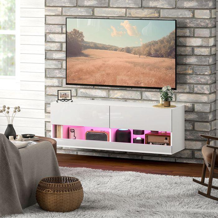 Actual product image Swisshandel24 TV-Hängeschrank mit LED-Beleuchtung, TV-Schrank 120 x 35 x 40,5 cm Hochglanzweiss