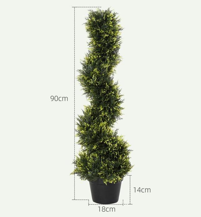Actual product image Swisshandel24 2er Set künstliche Zedernbaum gross 90 cm Kunstpflanze für Wohnzimmer Büro (90 cm)