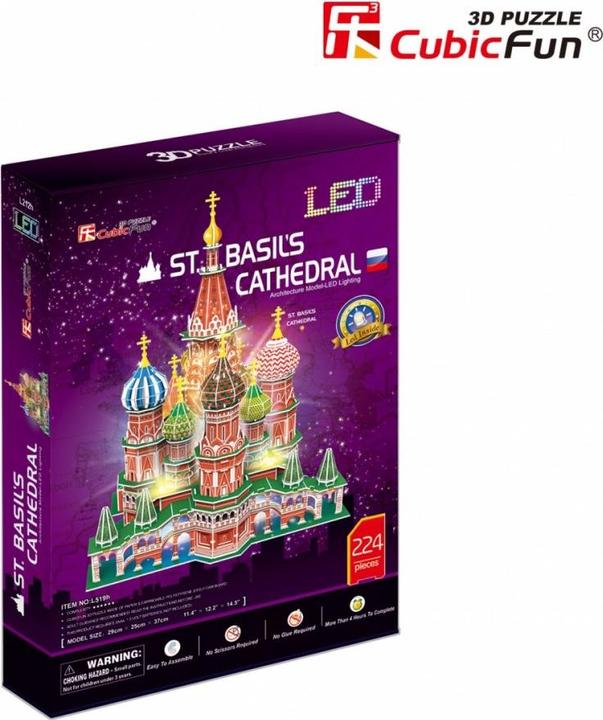 Actual product image Cubicfun 3D jigsaw "St. Basil's Cathedral" (LED) (224 pieces)