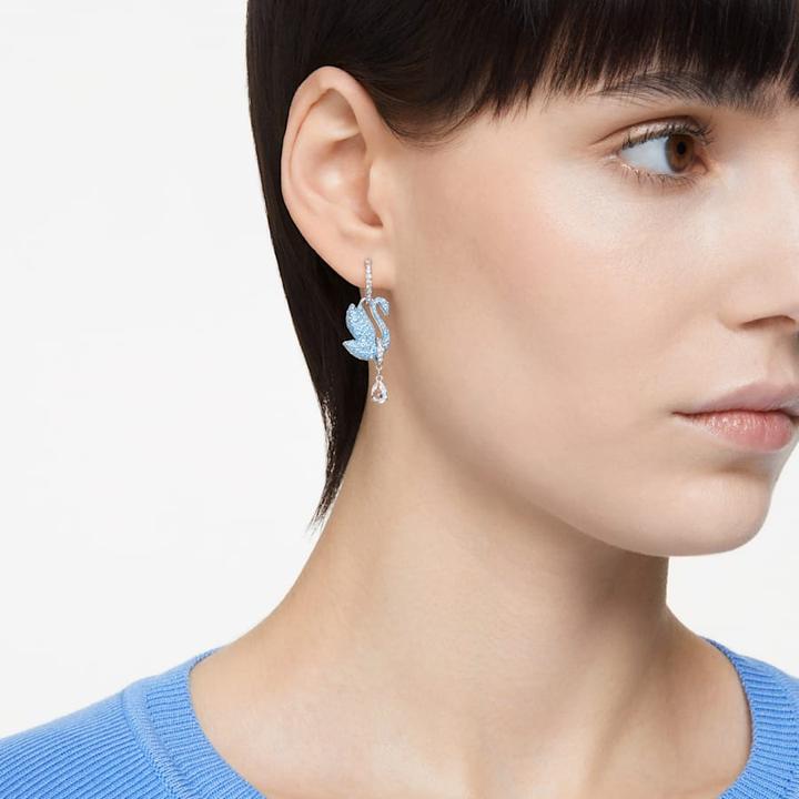 Image du produit Swarovski Iconic Swan Drop Boucles d'oreilles Cygne bleu (Métal Swarovski)