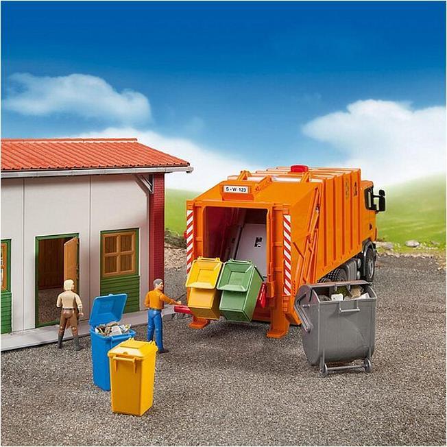 Actual product image Bruder Garbage can set